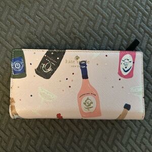 Kate Spade Multicolor Champagne Bottles Print Wallet